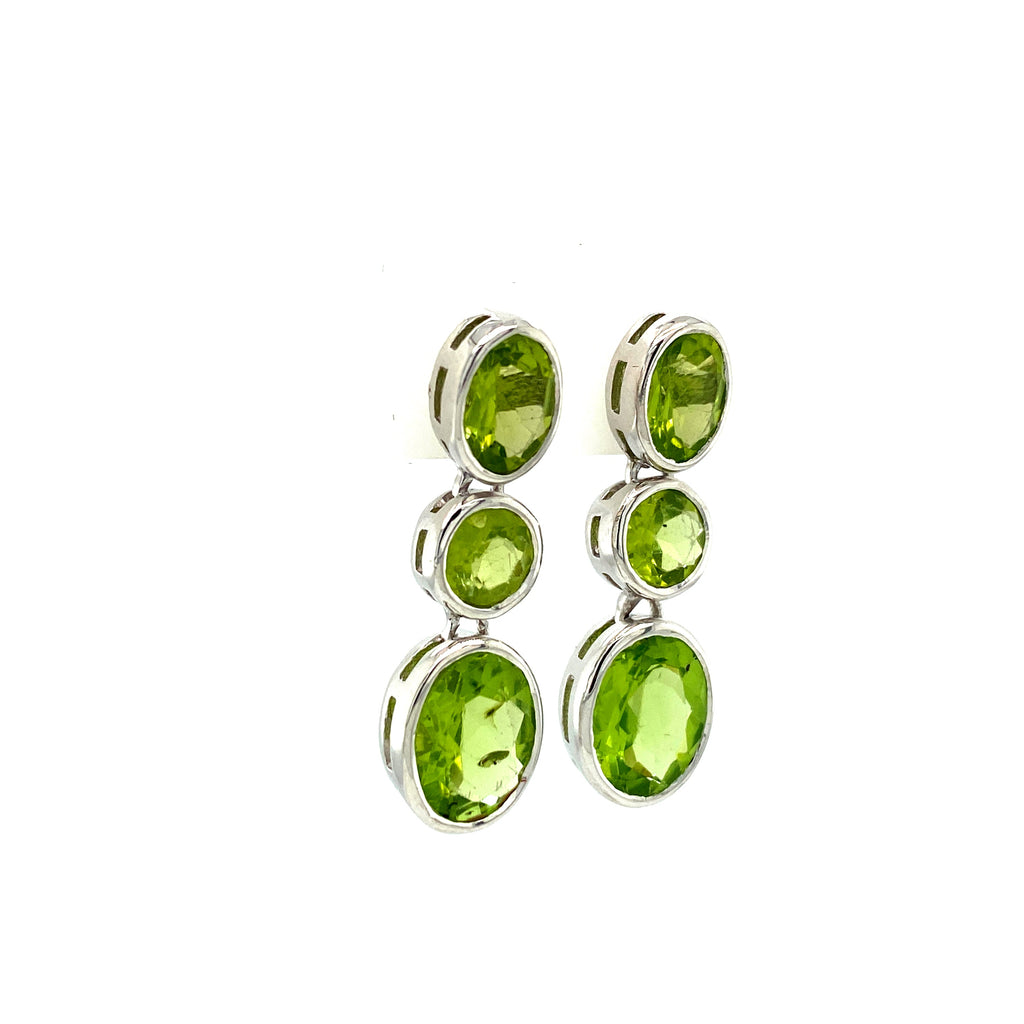 Boucles d'Oreilles Péridot – Argent 925 Plaqué Rhodium