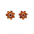 Citrine & Cubic Zirconia Stud Earrings – 925 Sterling Silver Rhodium Plated