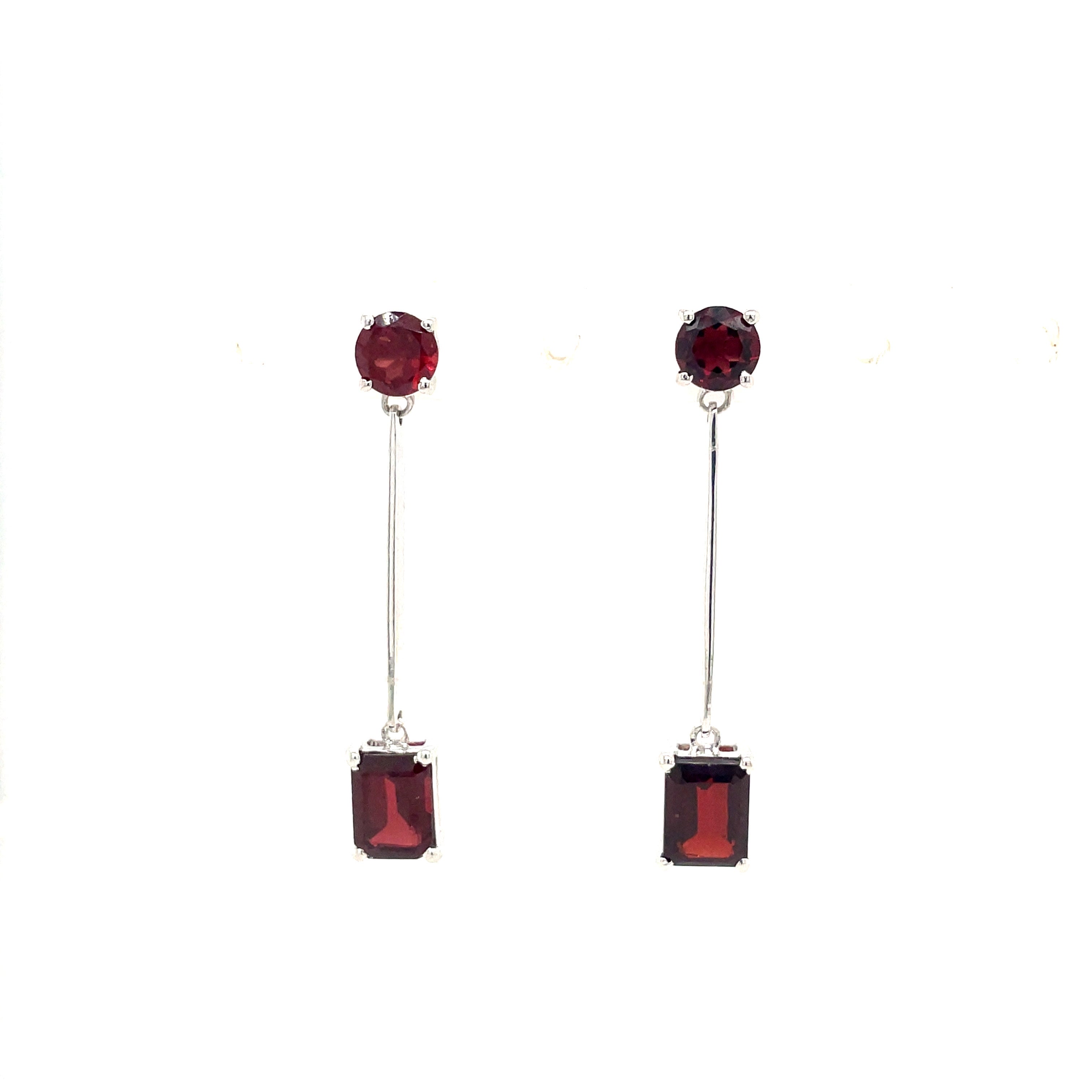 Boucles d'Oreilles Pendantes Pierres Précieuses – Argent 925 Plaqué Rhodium | Citrine, Améthyste ou Grenat