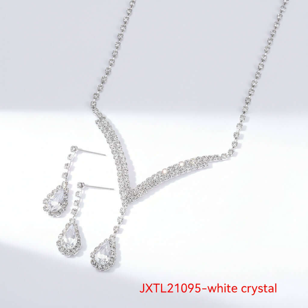 Parure Collier & Boucles d'Oreilles Chaîne Griffe Strass Cristal – Femme