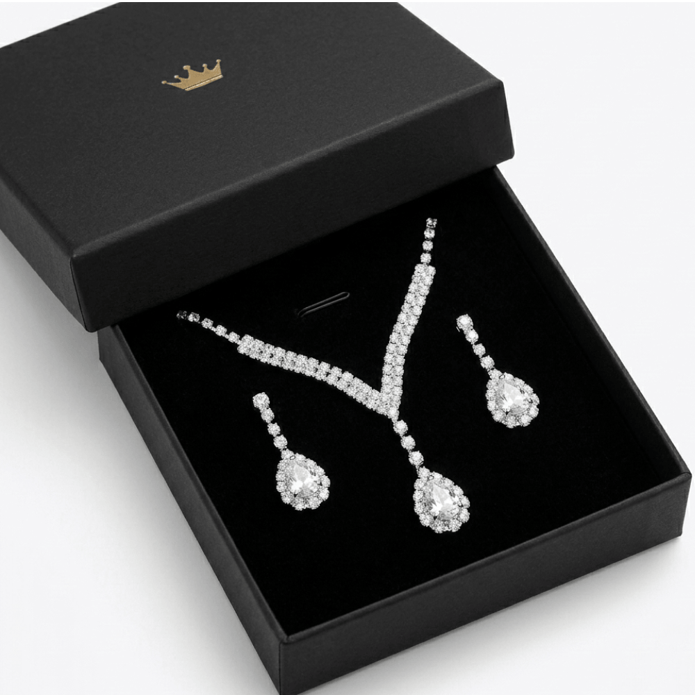 Parure Collier & Boucles d'Oreilles Chaîne Griffe Strass Cristal – Femme