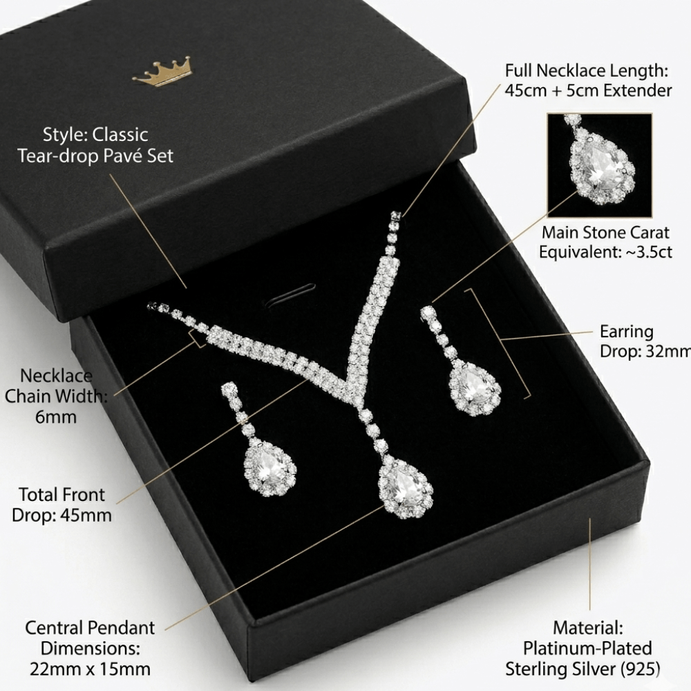 Parure Collier & Boucles d'Oreilles Chaîne Griffe Strass Cristal – Femme