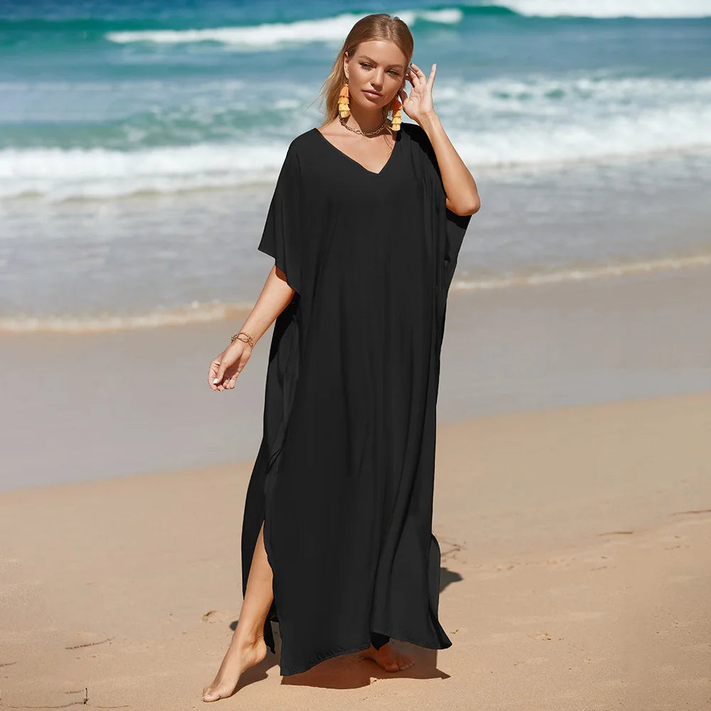 Robe de Plage Longue Cover Up - Paréo Kaftan Maxi Oversize Été