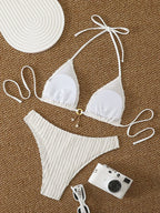 Bikini sexy con volantes para mujer 2026 - Traje de baño de dos piezas de tiro bajo para la playa de verano