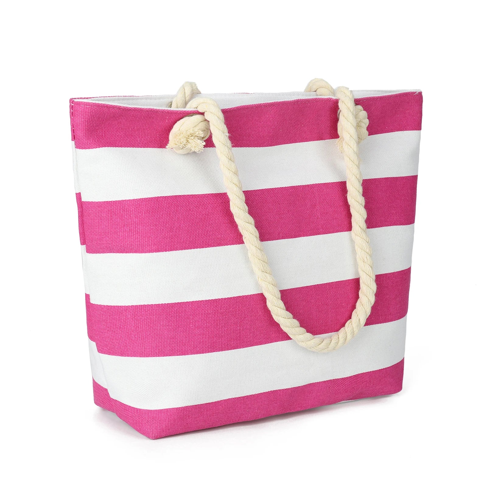 Sac de Plage Tote Canvas Rayé - Grande Capacité Épaule Shopping Femme