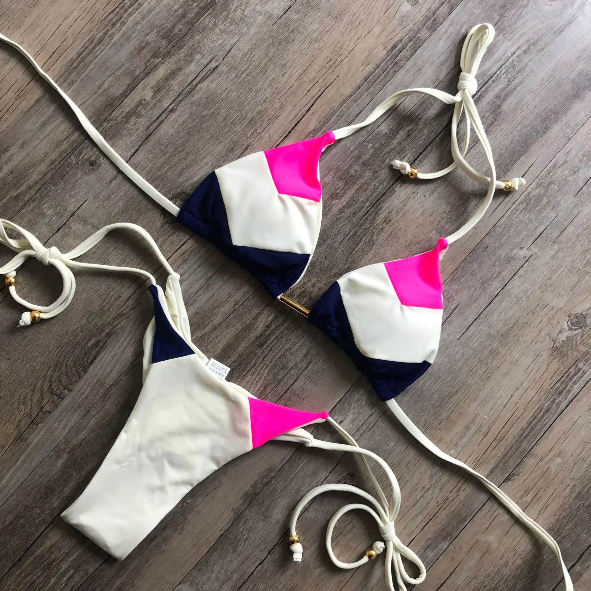Bikini Sexy Multicolore Push-Up Femme - Maillot de Bain Côtelé Brésilien Deux Pièces