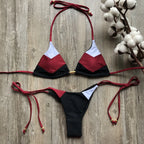 Bikini Sexy Multicolore Push-Up Femme - Maillot de Bain Côtelé Brésilien Deux Pièces