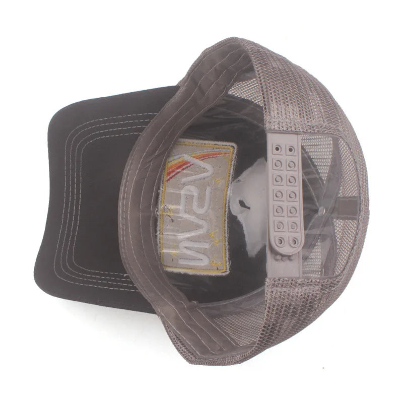 Casquette Baseball Brodée 3D Filet Coton - Trucker Cap Ajustable Unisexe Protection Solaire