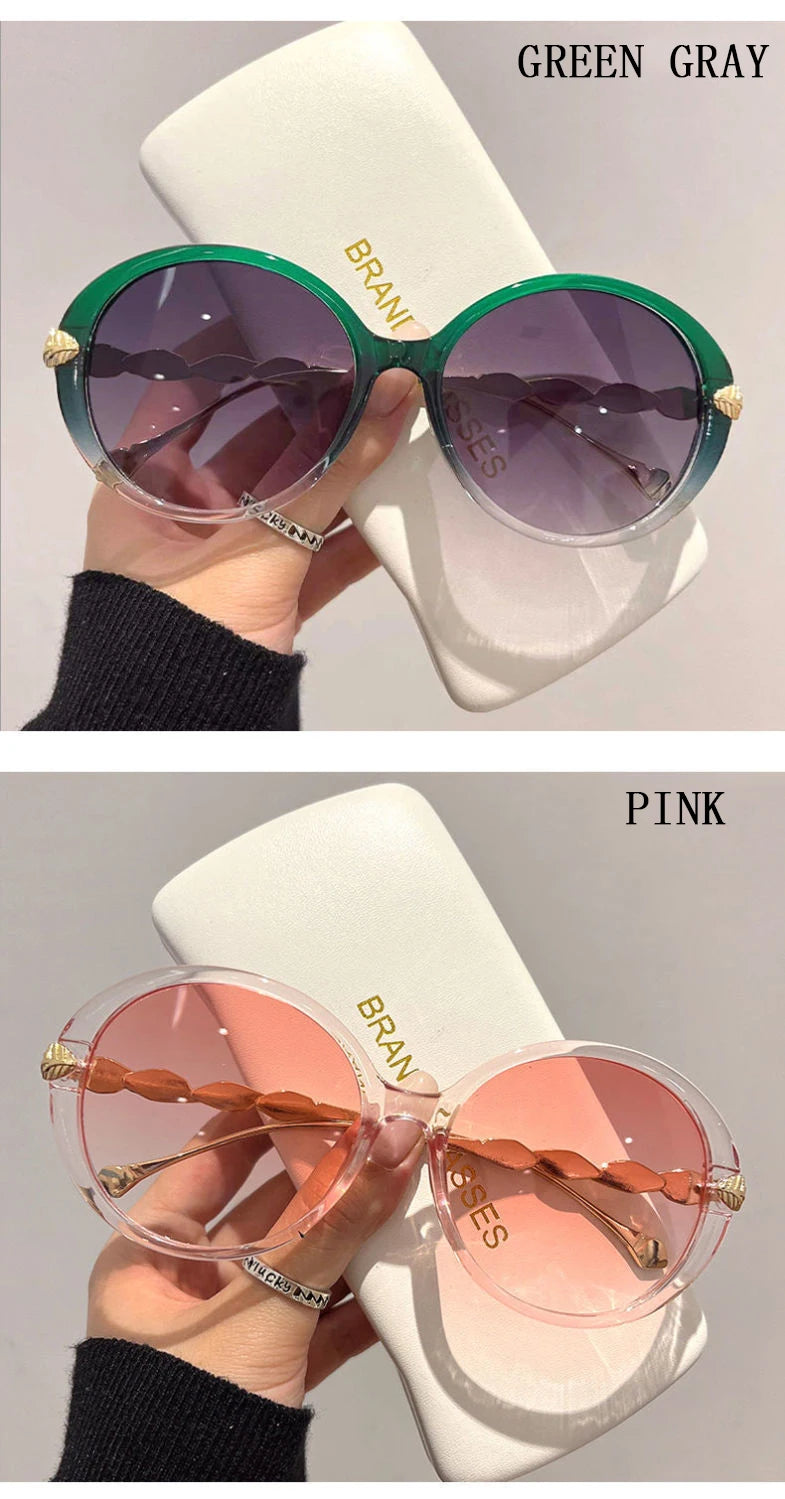Lunettes de Soleil Femme Rondes Oversize — Luxury Vintage Fashion UV400