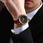 Montre Homme Quartz Cuir Chronographe — Fashion Sport Élégant