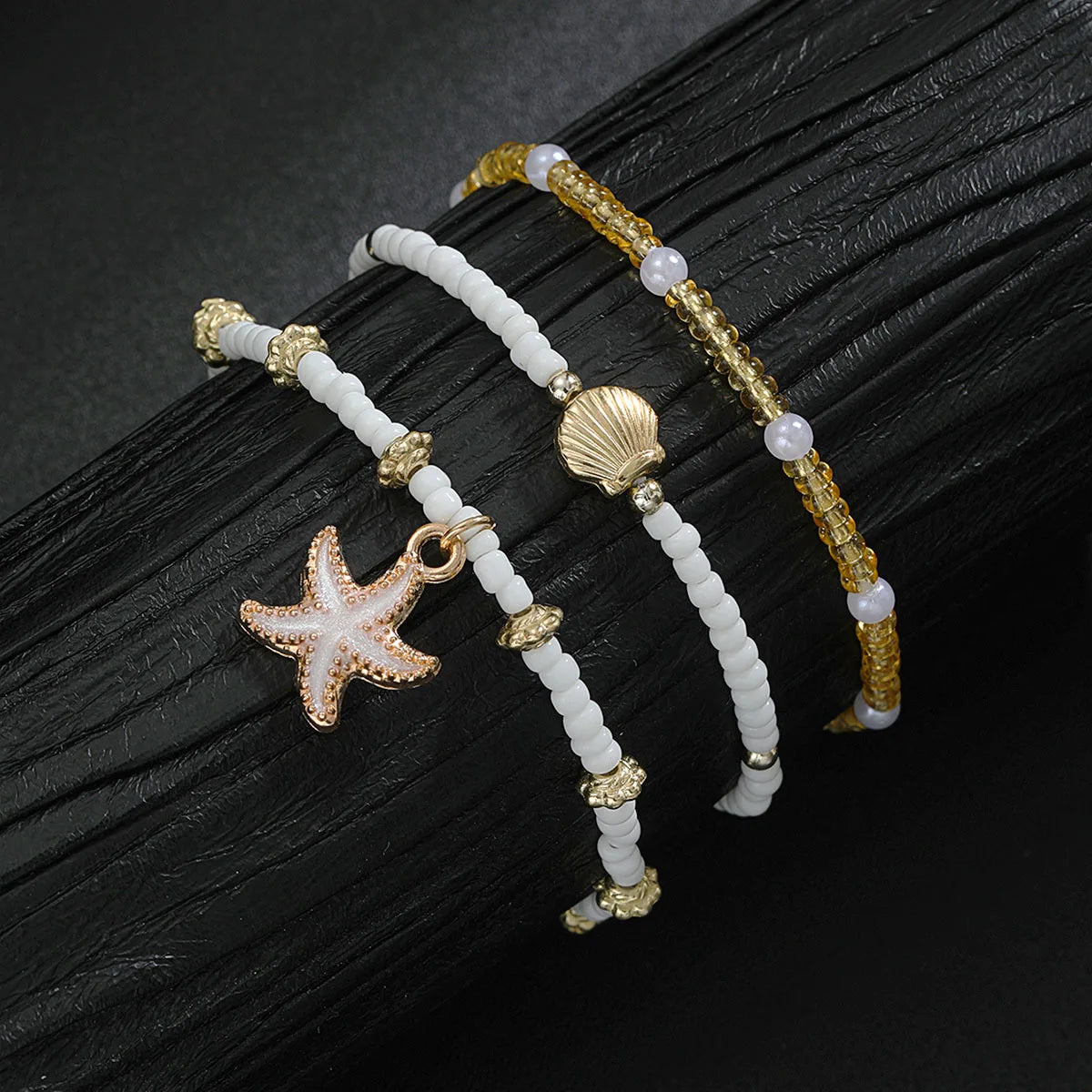 Set 3 Bracelets de Cheville Bohème Coquillages - Bijoux de Pied