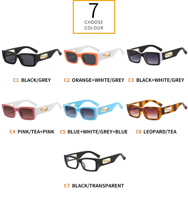 Lunettes de Soleil Rectangulaires Petites Unisexe — Vintage UV400 Travel