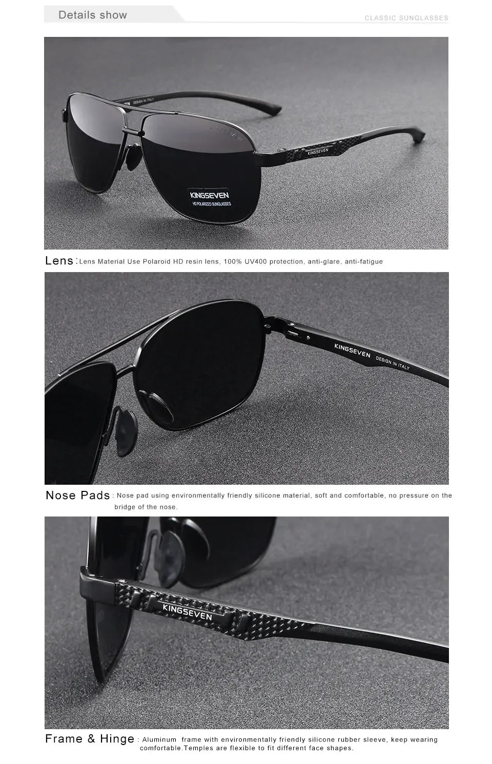 Lunettes de Soleil Homme Polarisées Aluminium — UV400 HD Premium