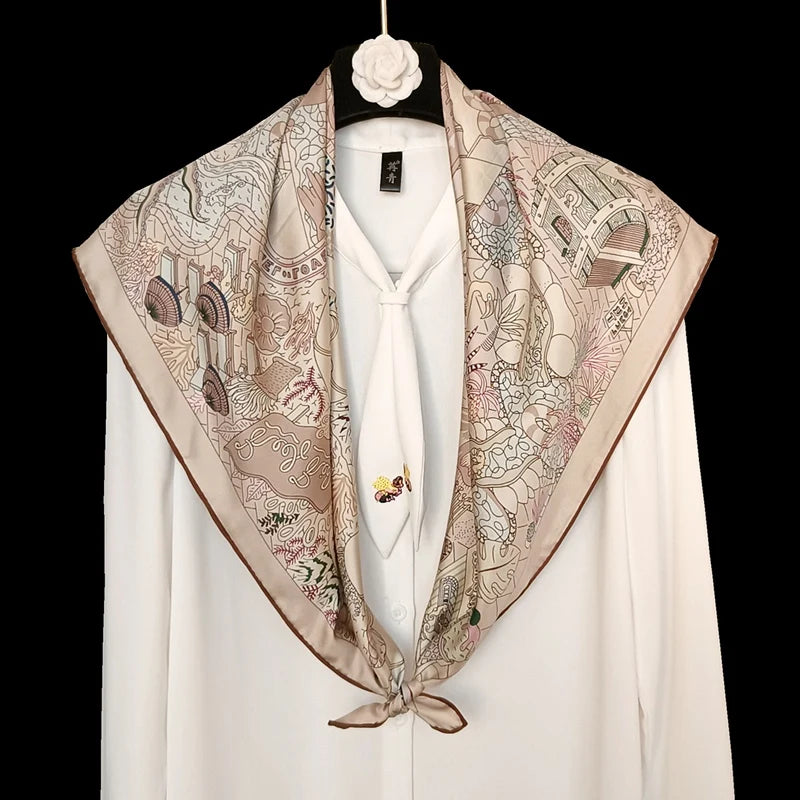100% Double-Sided Silk Square Scarf 35x35cm — Premium FuturaTrend