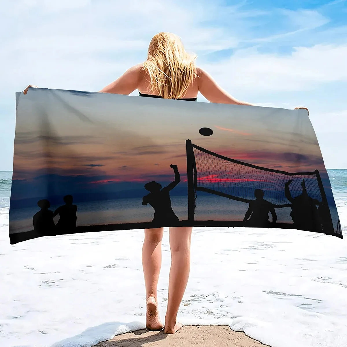 Serviette de Plage Volleyball Microfibre - Séchage Rapide Anti-Sable Absorbante