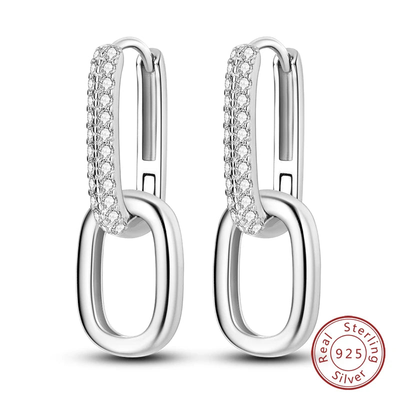 Boucles d'Oreilles Créoles Argent 925 Cristal - Design Élégant Femme