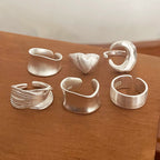 Minimalist 925 Sterling Silver Moon Ring — Handmade Couple Set