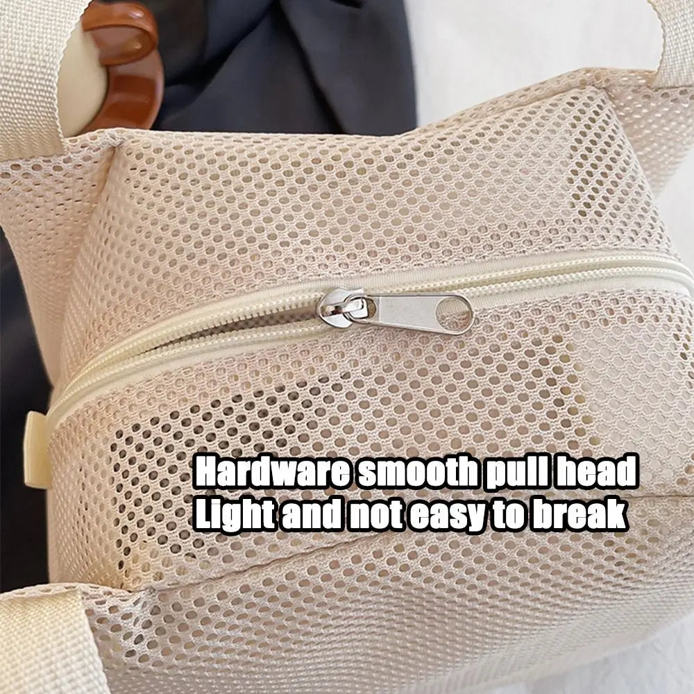 Sac de Plage Mesh Filet Réutilisable - Grande Capacité Trousse Maquillage Zip