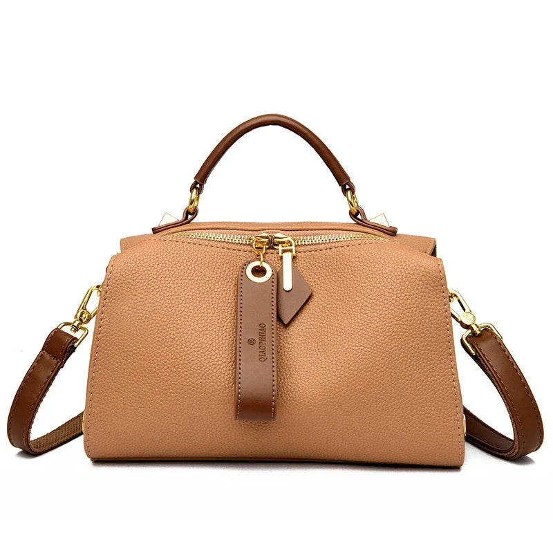 Sac Bandoulière Femme Cuir PU Kaki — Tote Bag Crossbody Multipoches 25x15x8 cm