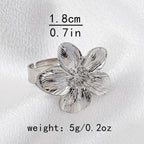 Bague Fleur Métal Ajustable — Design Élégant Quotidien Femme