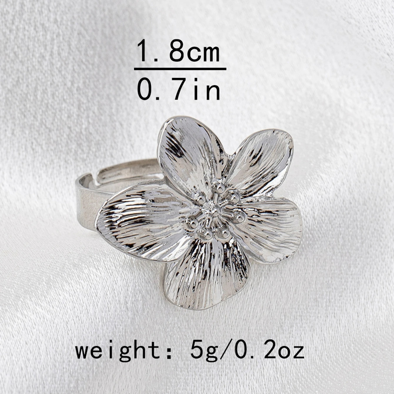 Bague Fleur Métal Ajustable - Design Ouvert Élégant Quotidien