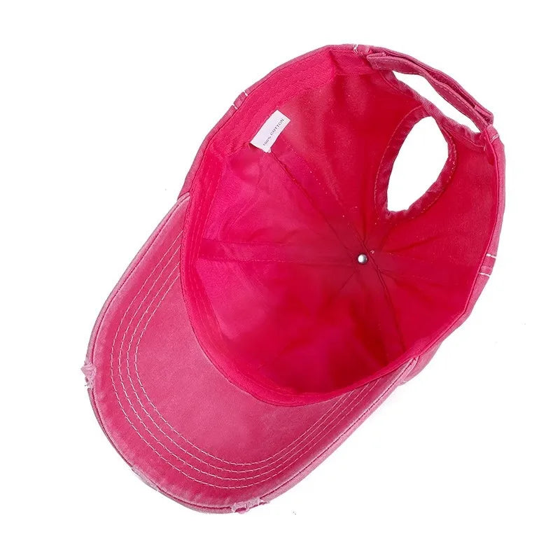 Casquette Baseball Femme Ajustable Trou Queue de Cheval - Trucker Cap Brodée Coton