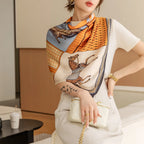 Foulard Carré Soie Motif Cheval 110x110cm — Collection Équestre FuturaTrend