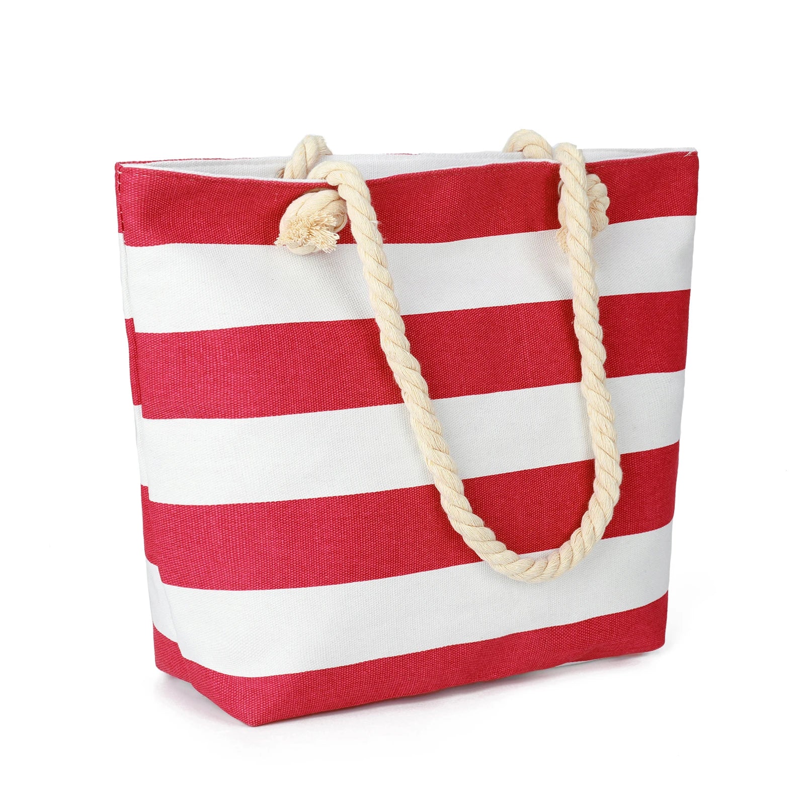 Sac de Plage Tote Canvas Rayé - Grande Capacité Épaule Shopping Femme