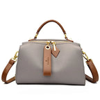Women's Grey PU Leather Shoulder Bag — Multi-pocket Crossbody Tote Bag 25x15x8 cm