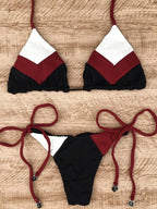Bikini Sexy Multicolore Push-Up Femme - Maillot de Bain Côtelé Brésilien Deux Pièces