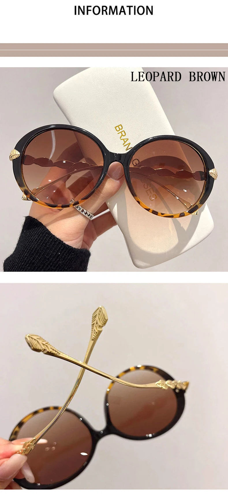 Lunettes de Soleil Femme Rondes Oversize — Luxury Vintage Fashion UV400