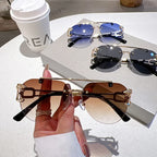 Gafas de sol de mujer sin montura oversized — Lujo Retro UV400 2025
