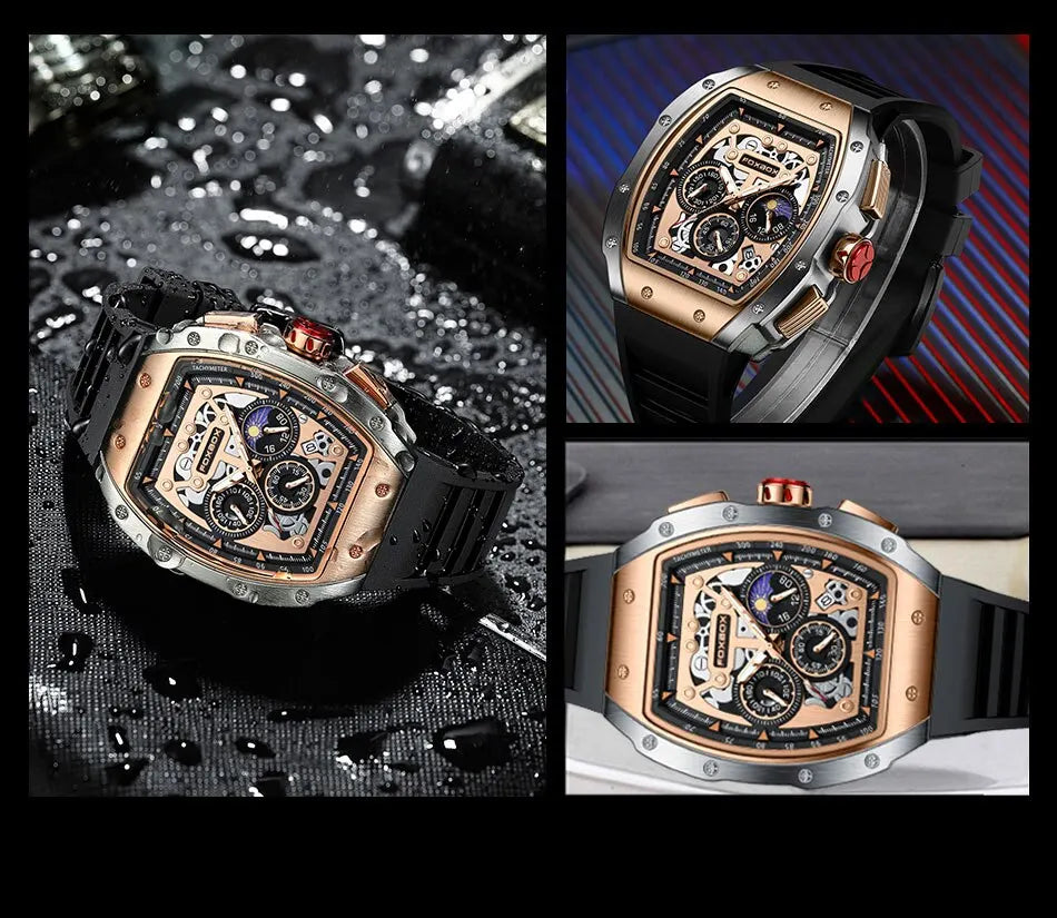 Montre Homme Sport Chronographe Waterproof — Quartz Multifonction 3ATM