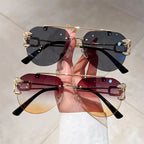 Gafas de sol de mujer sin montura oversized — Lujo Retro UV400 2025
