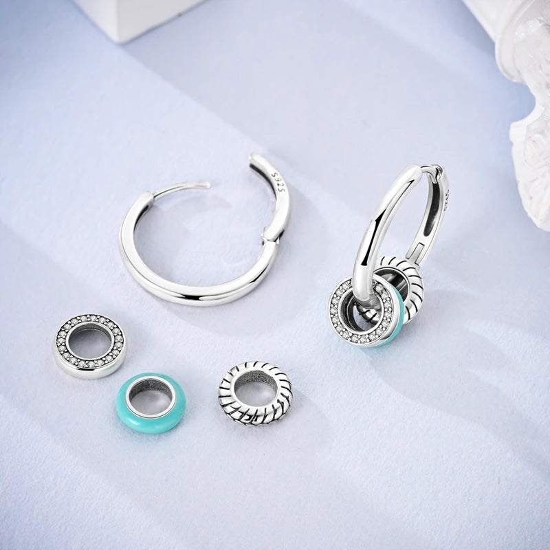 Boucles d'Oreilles Créoles Argent 925 Cristal - Design Élégant Femme