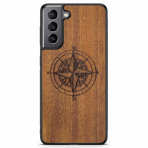 Coque iPhone Bois Compass - Protection Premium Écologique Gravée