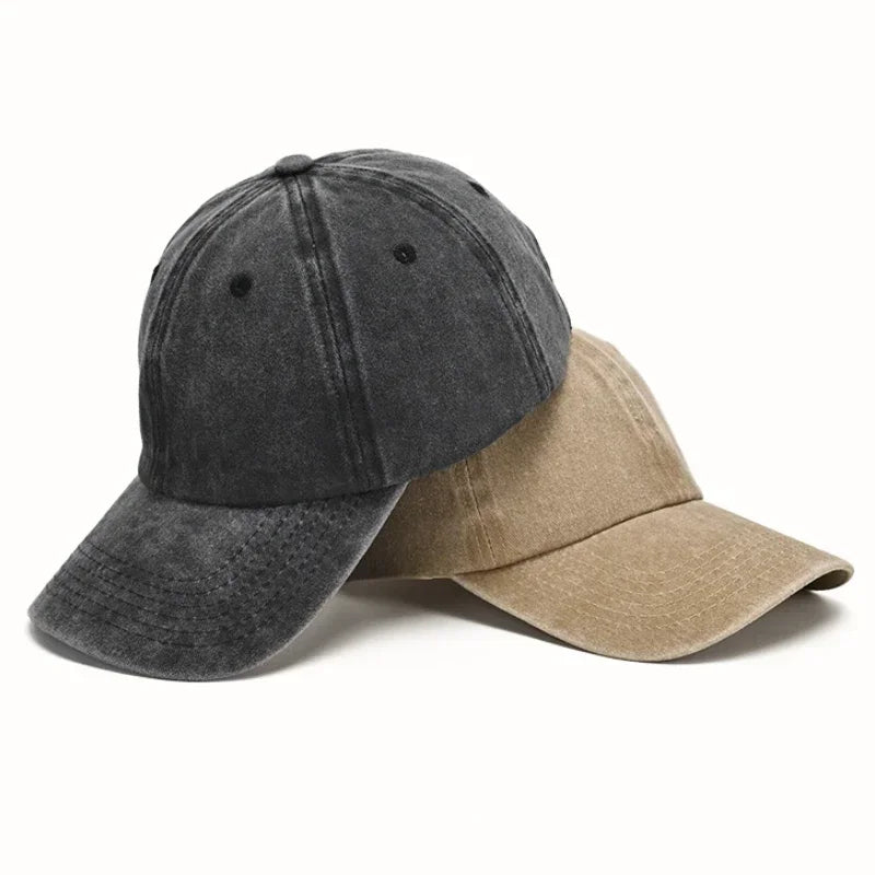 Casquette Baseball Denim Lavé Vintage Unisexe - Snapback Hip Hop Couleur Unie Ajustable