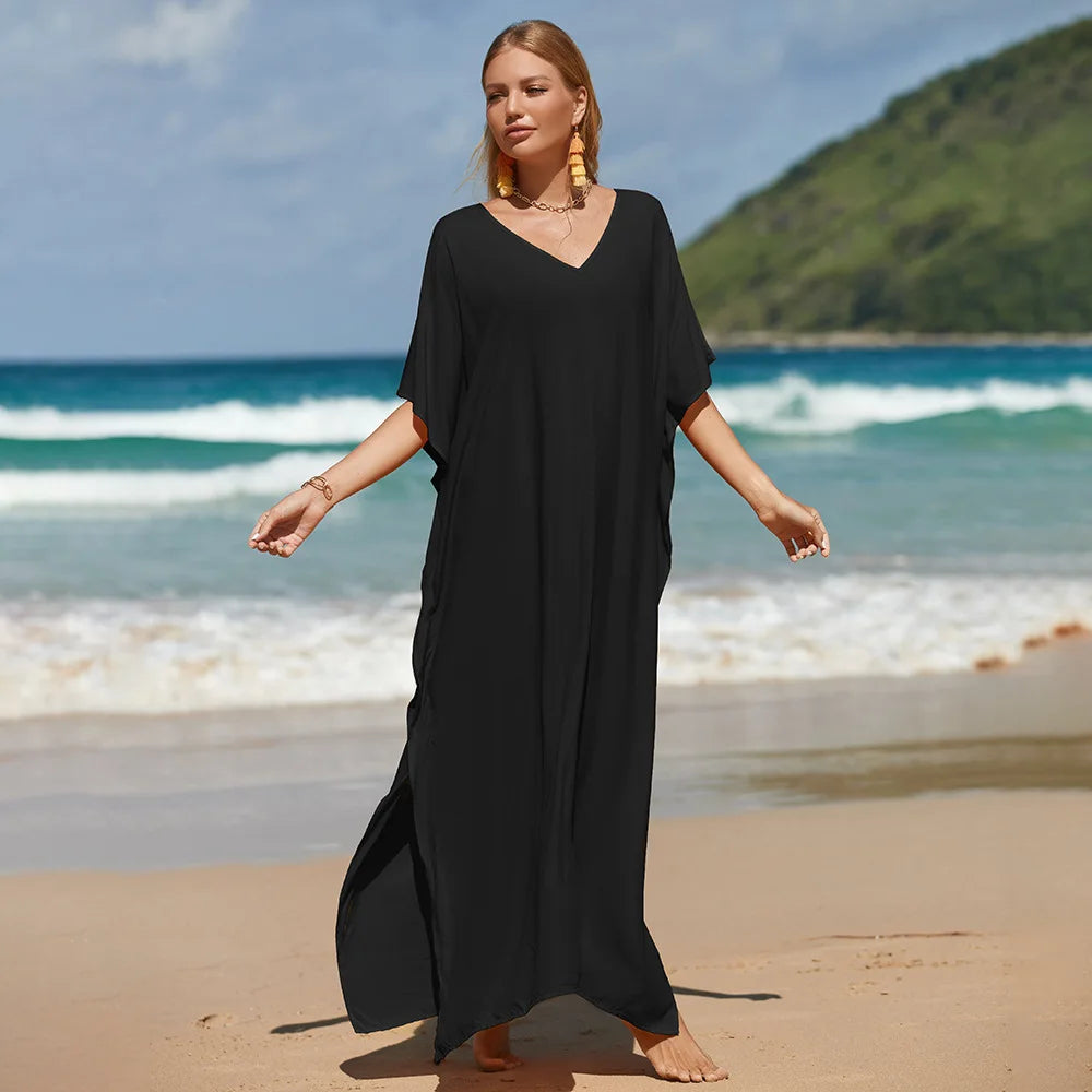 Robe de Plage Longue Cover Up - Paréo Kaftan Maxi Oversize Été
