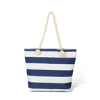 Striped Canvas Tote Beach Bag - Large Capacity Shoulder Shopping Bag for Women