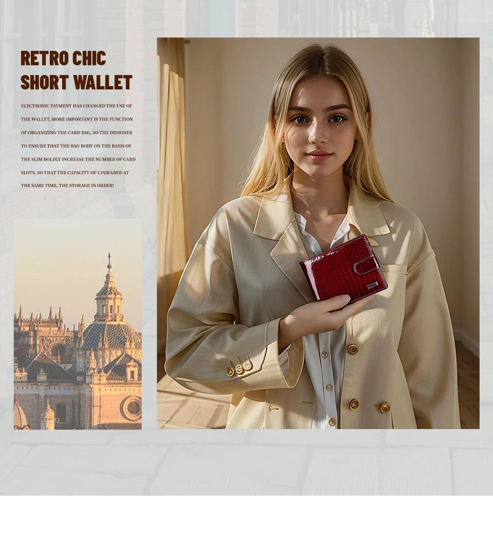 Portefeuille Femme Cuir Verni Compact — Grande Capacité Multifonction FuturaTrend