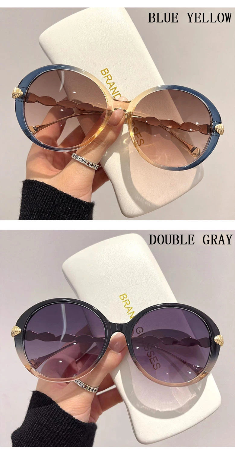 Lunettes de Soleil Femme Rondes Oversize — Luxury Vintage Fashion UV400
