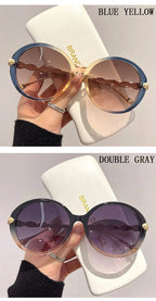 Lunettes de Soleil Femme Rondes Oversize — Luxury Vintage Fashion UV400