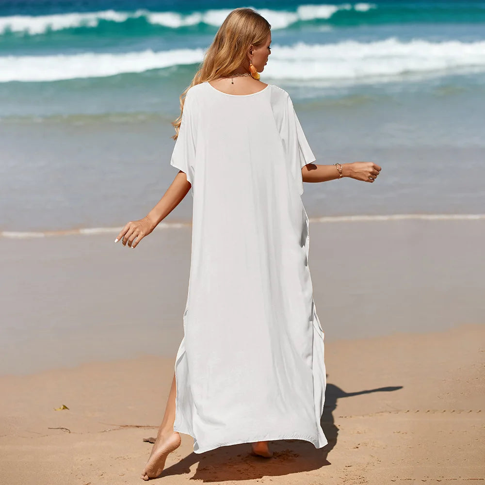 Robe de Plage Longue Cover Up - Paréo Kaftan Maxi Oversize Été