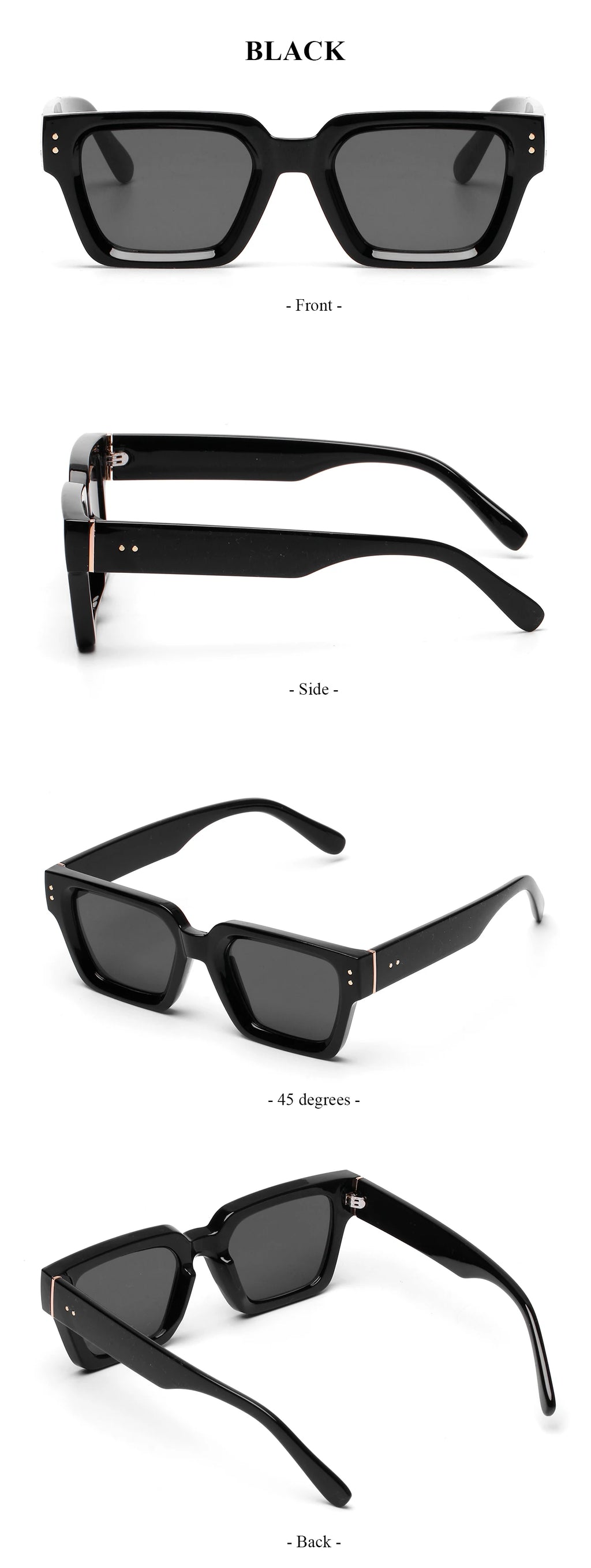 Lunettes de Soleil Carrées Homme Luxury Premium - Design Noir