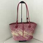 Hand-woven straw beach bag - Large capacity gradient travel bag for women