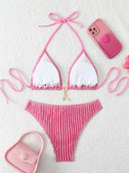 Bikini sexy con volantes para mujer 2026 - Traje de baño de dos piezas de tiro bajo para la playa de verano