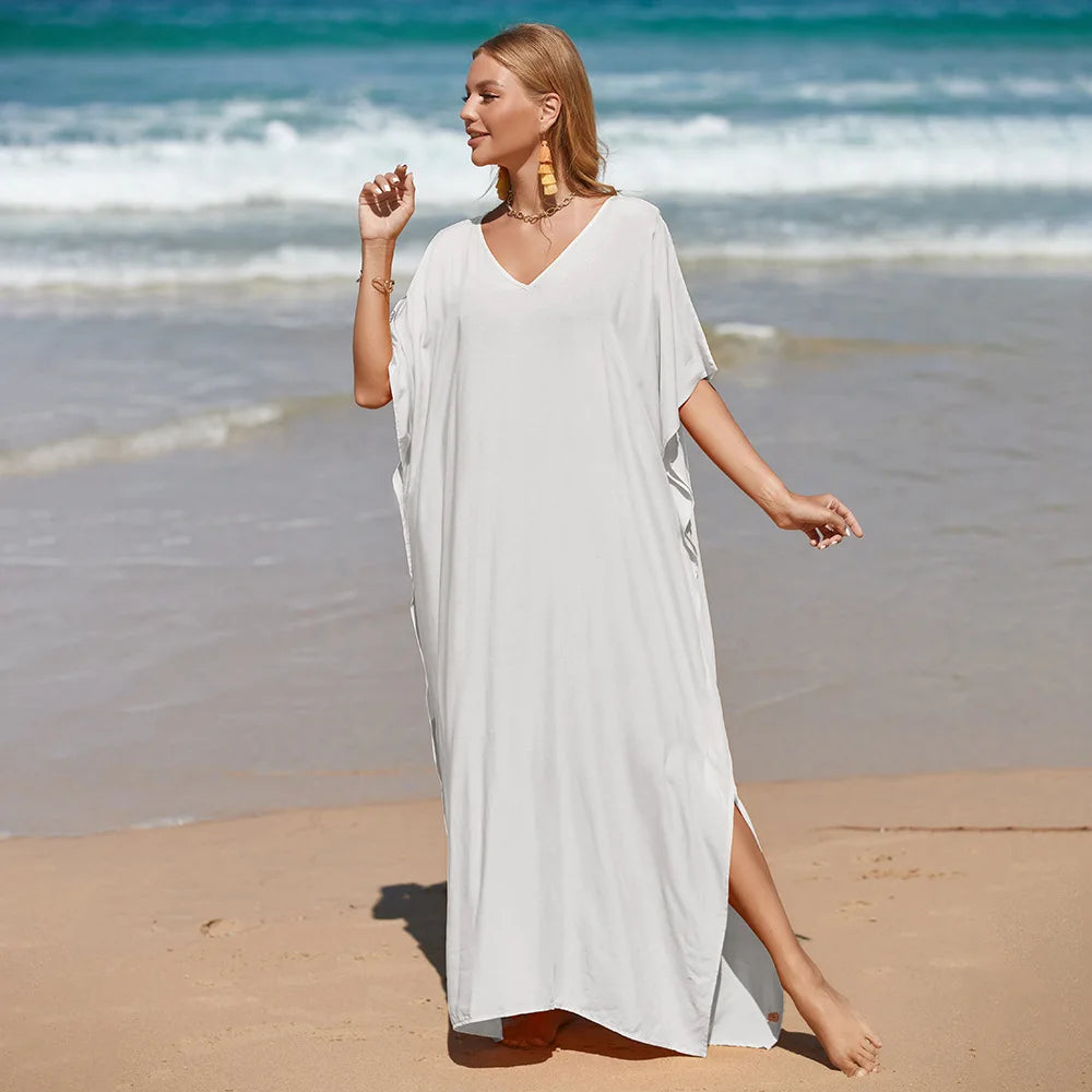 Robe de Plage Longue Cover Up - Paréo Kaftan Maxi Oversize Été
