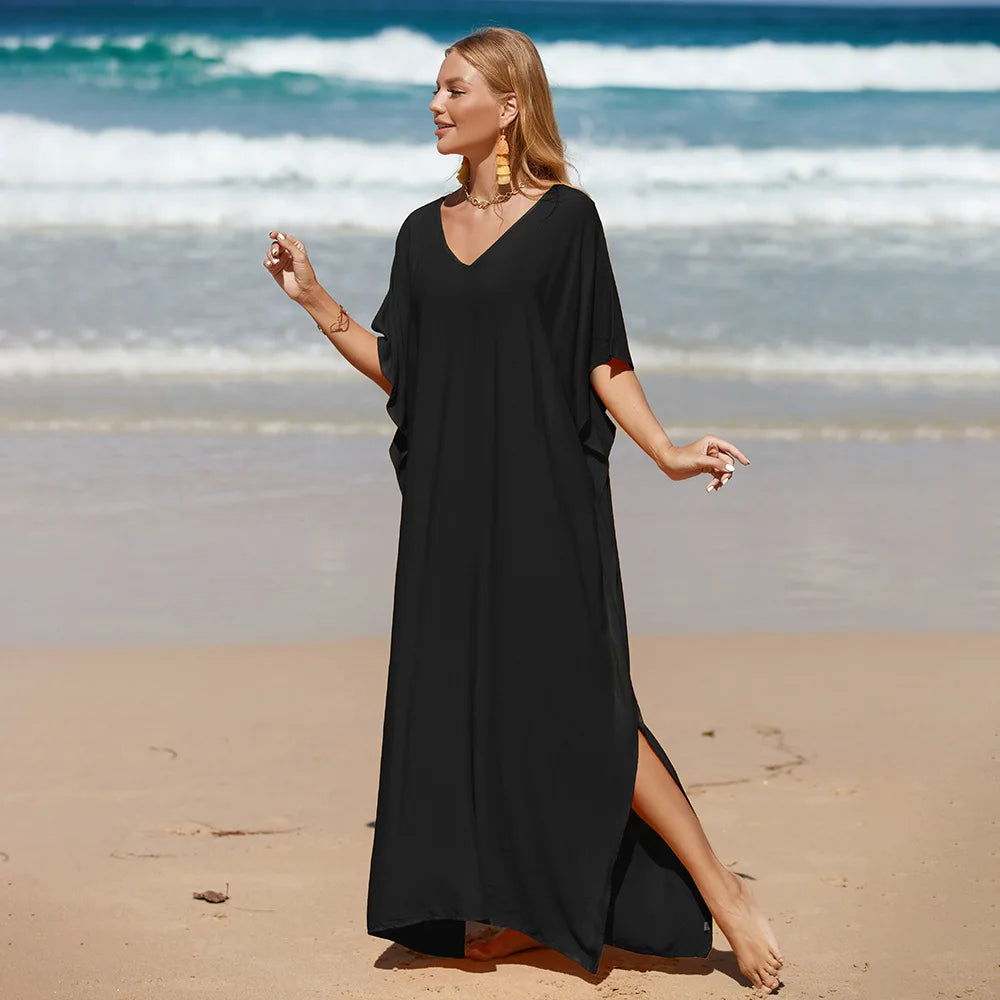 Robe de Plage Longue Cover Up - Paréo Kaftan Maxi Oversize Été