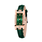 Coffret Bijoux Montre Femme Verte 9 Pièces — Montre Quartz Rectangulaire + Bracelet + Collier + Boucles d'Oreilles