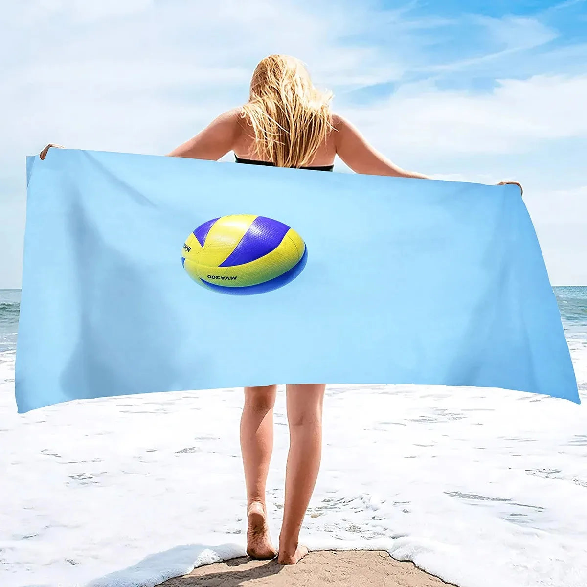 Serviette de Plage Volleyball Microfibre - Séchage Rapide Anti-Sable Absorbante